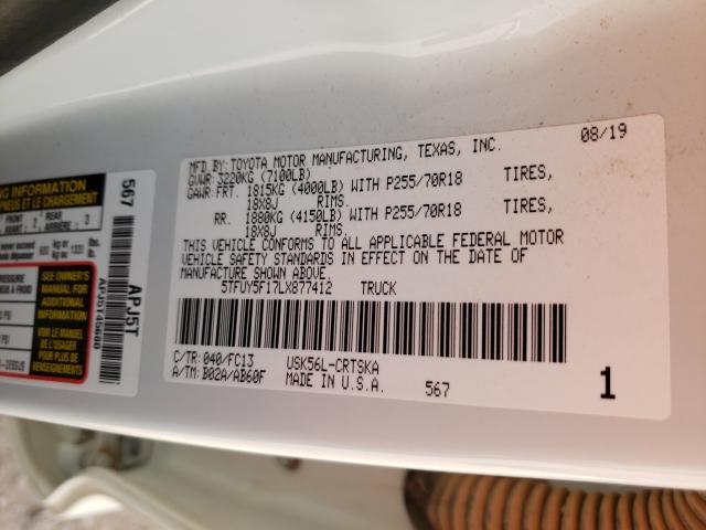 2020 TOYOTA TUNDRA DOU 5TFUY5F17LX877412