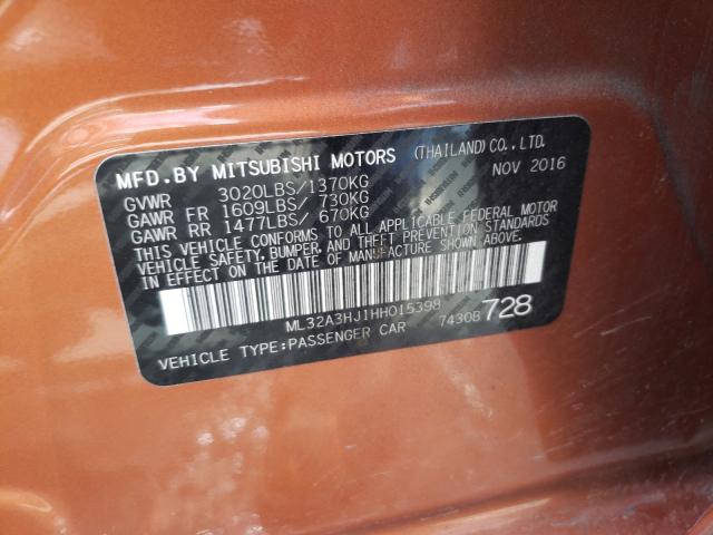 2017 MITSUBISHI MIRAGE ES ML32A3HJ1HH015398