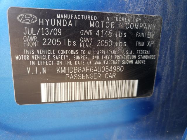 2010 HYUNDAI ELANTRA KMHDB8AE6AU054980