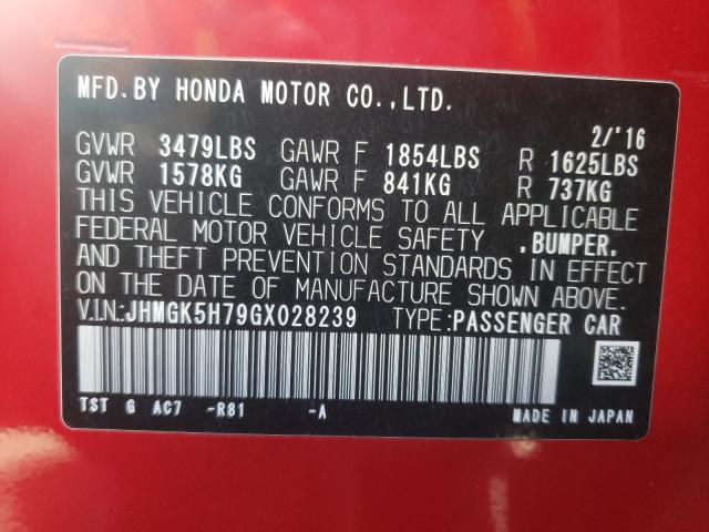 2016 HONDA FIT EX JHMGK5H79GX028239