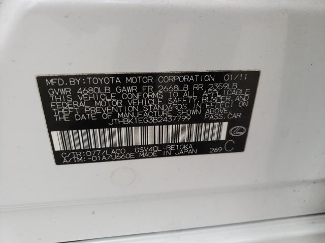 2011 LEXUS ES 350 JTHBK1EG3B2437799