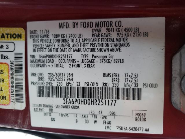 2017 FORD FUSION SE 3FA6P0HD0HR251177