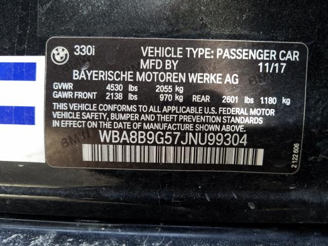 2018 BMW 330 I WBA8B9G57JNU99304