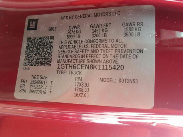 2019 GMC CANYON 1GTH6CEN8K1115420
