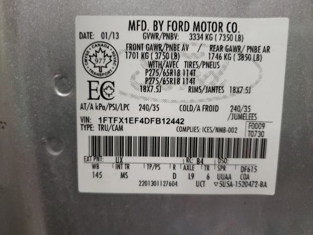 2013 FORD F150 XLT 1FTFX1EF4DFB12442