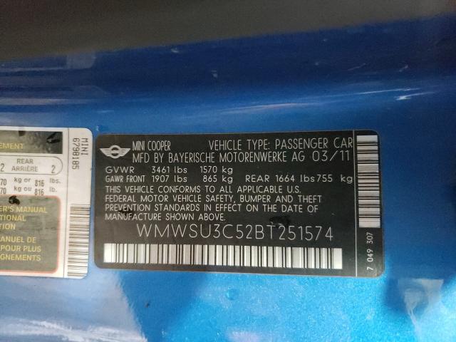 2011 MINI COOPER WMWSU3C52BT251574