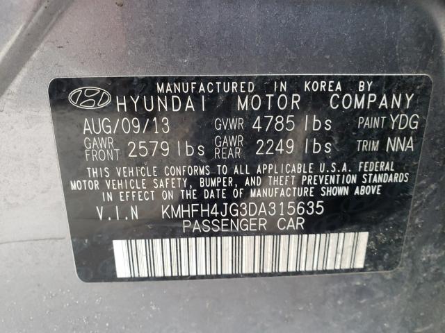 2013 HYUNDAI AZERA GLS KMHFH4JG3DA315635