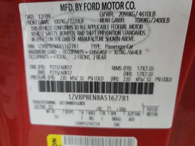 2010 FORD MUSTANG 1ZVBP8EN8A5167781