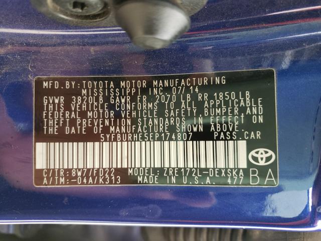 2014 TOYOTA COROLLA S 5YFBURHE5EP174807