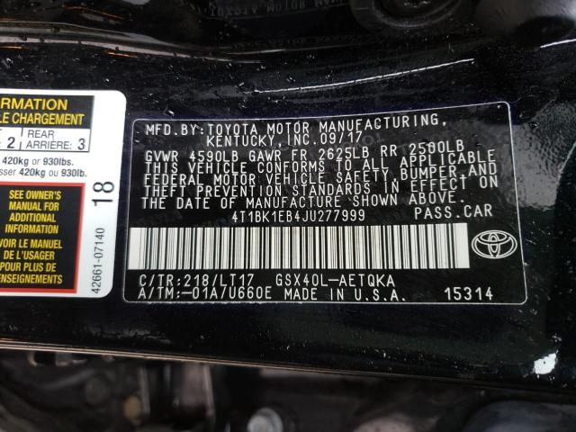 2018 TOYOTA AVALON XLE 4T1BK1EB4JU277999