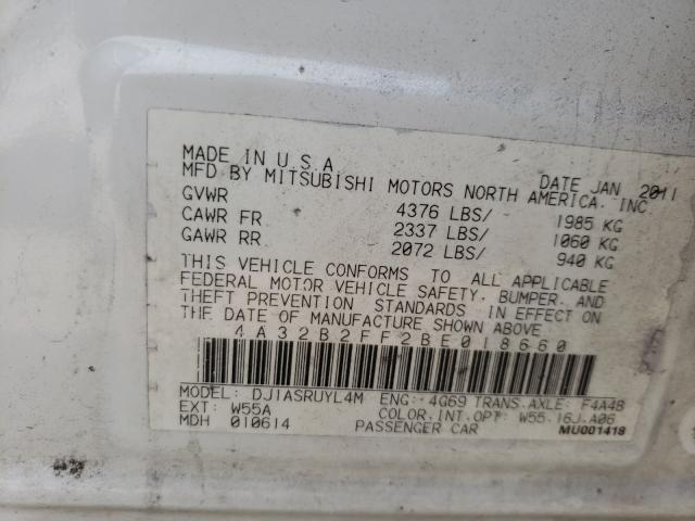 2011 MITSUBISHI GALANT FE 4A32B2FF2BE018660