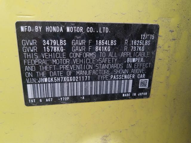 2016 HONDA FIT EX JHMGK5H7XGX021171