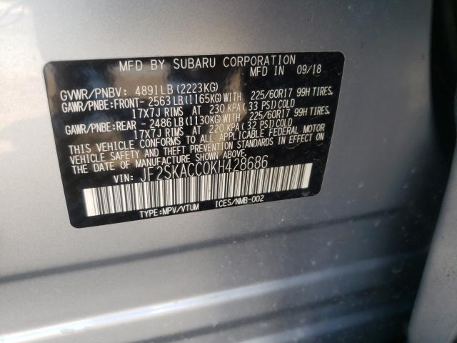 2019 SUBARU FORESTER JF2SKACC0KH428686