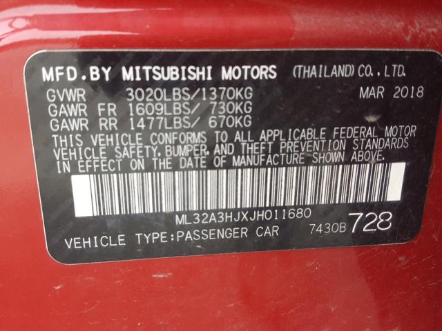 2018 MITSUBISHI MIRAGE ES ML32A3HJXJH011680
