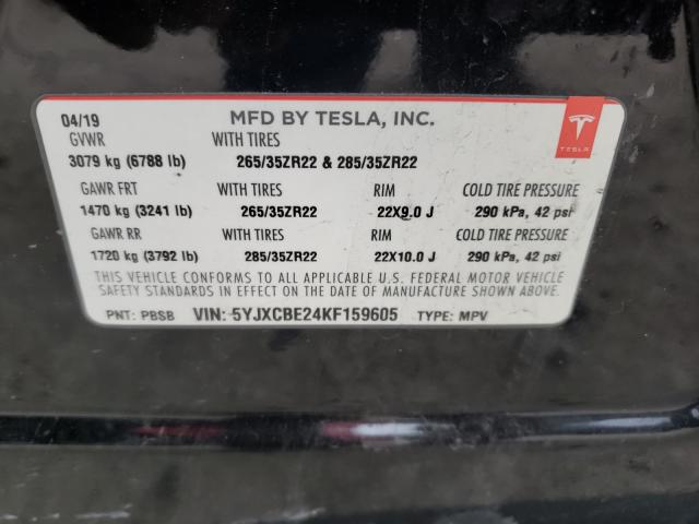 2019 TESLA MODEL X 5YJXCBE24KF159605