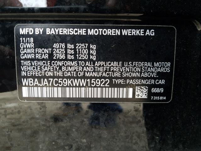 2019 BMW 530 XI WBAJA7C59KWW15922