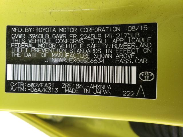 2016 TOYOTA SCION IM JTNKARJEXGJ506634