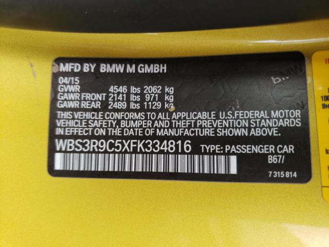 2015 BMW M4 WBS3R9C5XFK334816
