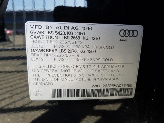 VIN WA1L2AFP6HA073455 2017 Audi Q5, Premium Plus no.10