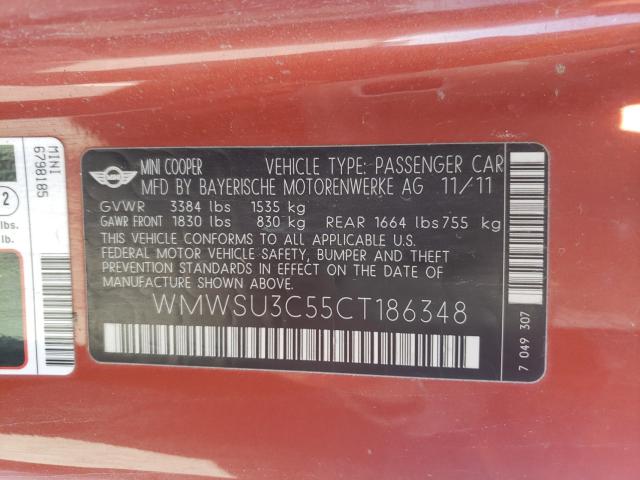 2012 MINI COOPER WMWSU3C55CT186348