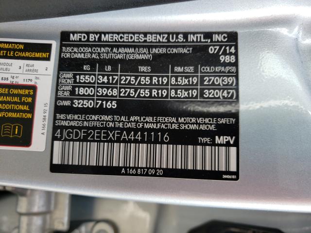 2015 MERCEDES-BENZ GL 350 BLU 4JGDF2EEXFA441116