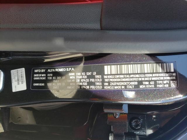 2019 ALFA ROMEO STELVIO TI ZASPAKBN3K7C49930