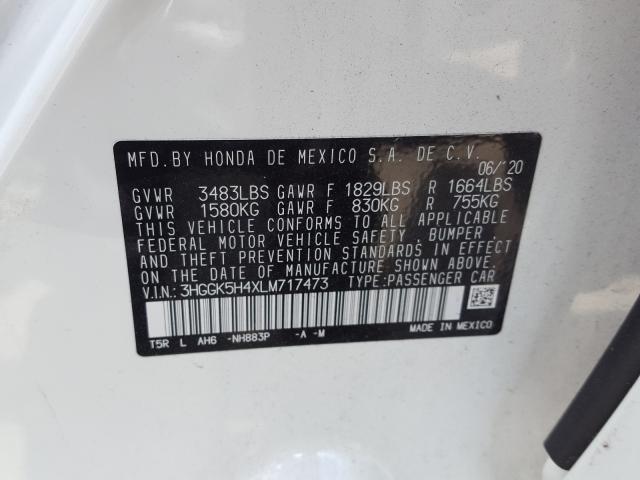 2020 HONDA FIT LX 3HGGK5H4XLM717473