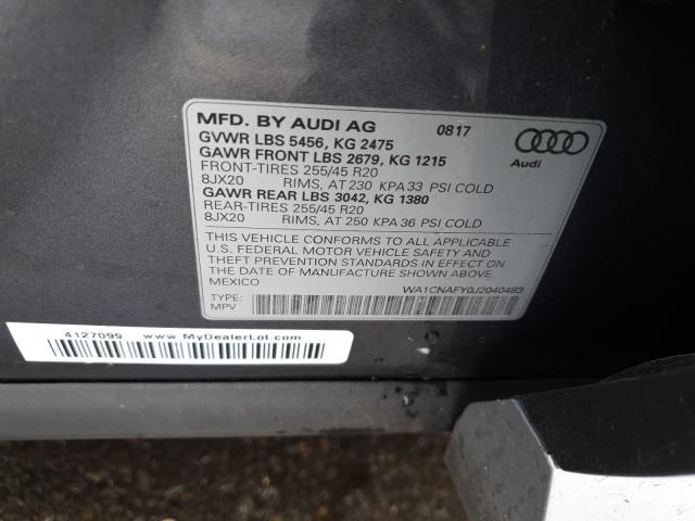 2018 AUDI Q5 PRESTIG WA1CNAFY0J2040483