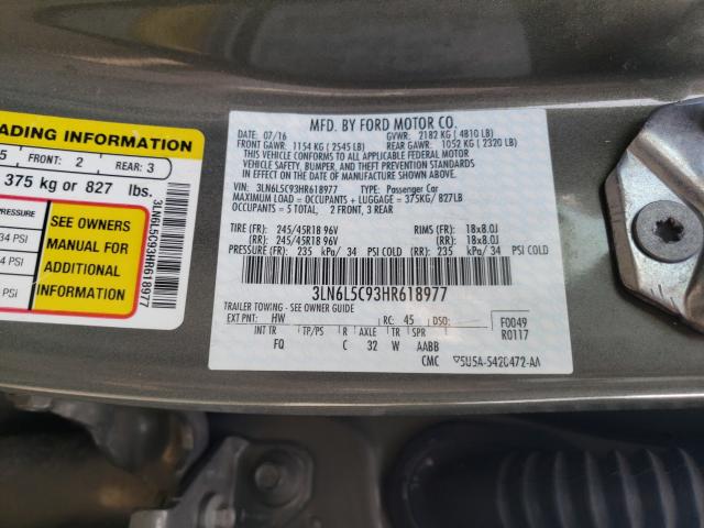 2017 LINCOLN MKZ SELECT 3LN6L5C93HR618977