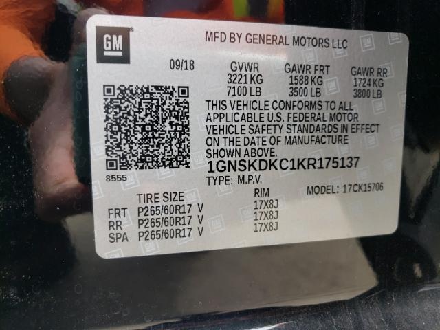 2019 CHEVROLET TAHOE POLI 1GNSKDKC1KR175137