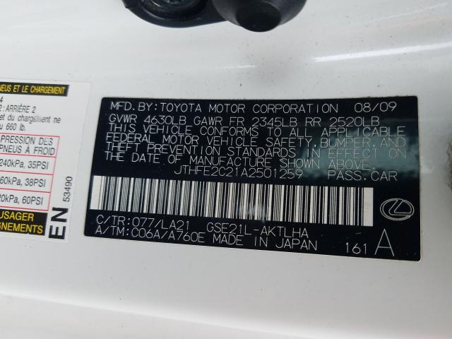 2010 LEXUS IS 350 JTHFE2C21A2501259