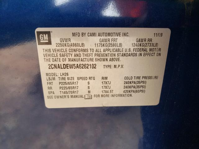 2010 CHEVROLET EQUINOX LT 2CNALDEW5A6262102