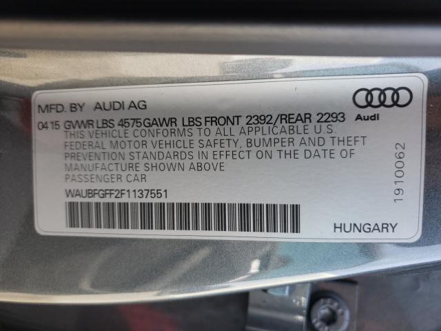 2015 AUDI S3 PREMIUM WAUBFGFF2F1137551