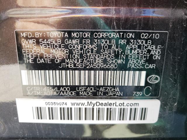 2010 LEXUS LS 460 JTHBL5EF2A5096680