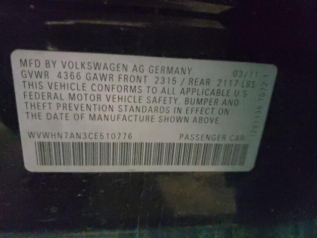 2012 VOLKSWAGEN CC LUXURY WVWHN7AN3CE510776