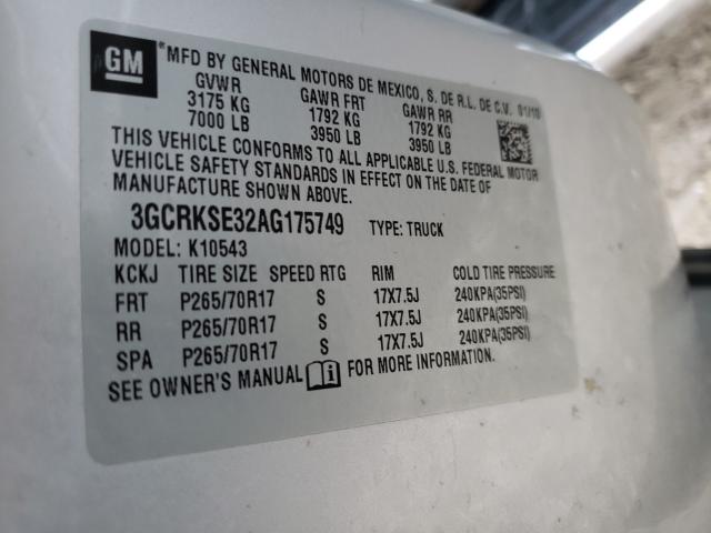 2010 CHEVROLET SILVERADO 3GCRKSE32AG175749