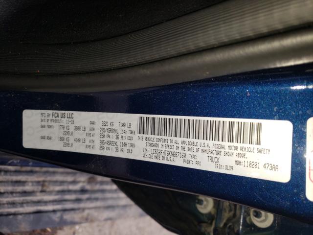 2019 RAM 1500 LIMIT 1C6SRFHT6KN687160