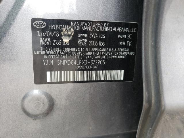 2018 HYUNDAI ELANTRA 5NPD84LFXJH372905