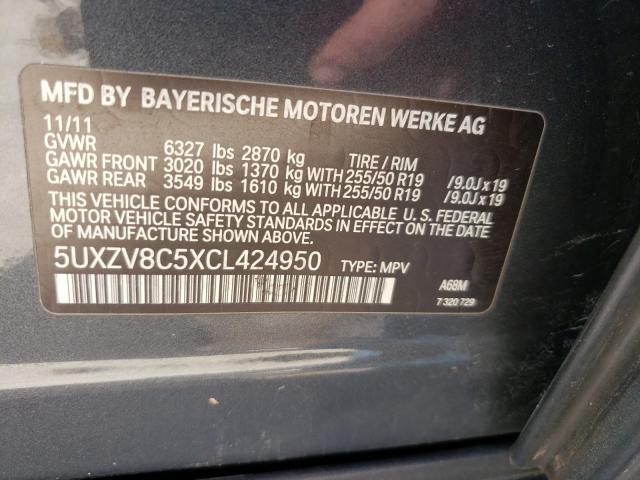 2012 BMW X5 XDRIVE5 5UXZV8C5XCL424950
