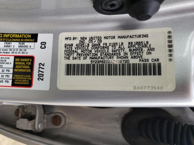 2010 PONTIAC VIBE 5Y2SP6E06AZ406720