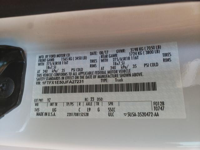 2018 FORD F150 SUPER 1FTFX1E50JFA27231