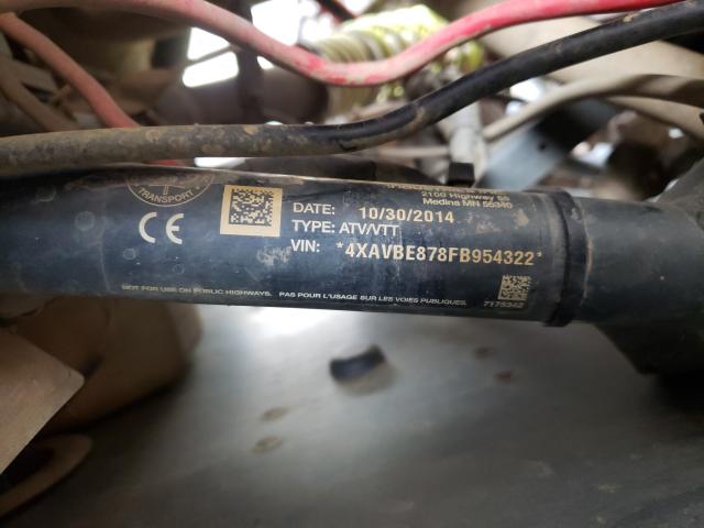 2015 POLARIS RZR S 900 4XAVBE878FB954322