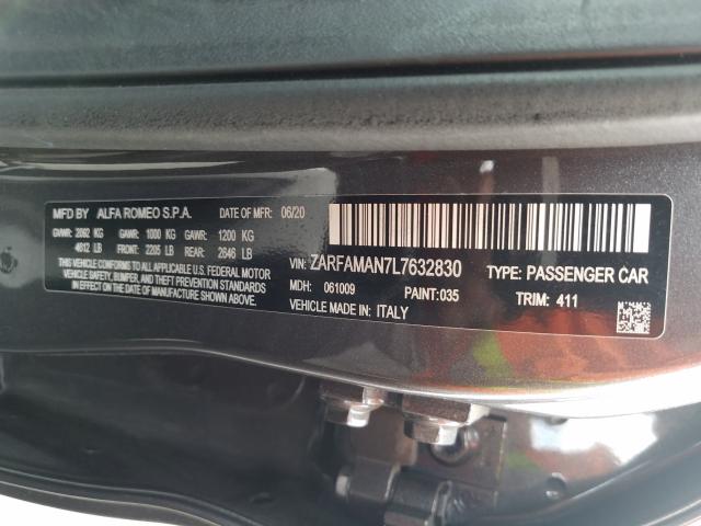 2020 ALFA ROMEO GIULIA ZARFAMAN7L7632830