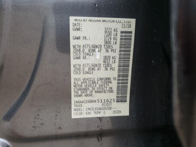2019 NISSAN TITAN PLAT - 1N6AA1E68KN511625