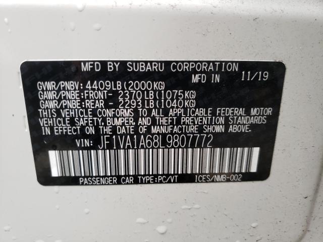 2020 SUBARU WRX JF1VA1A68L9807772