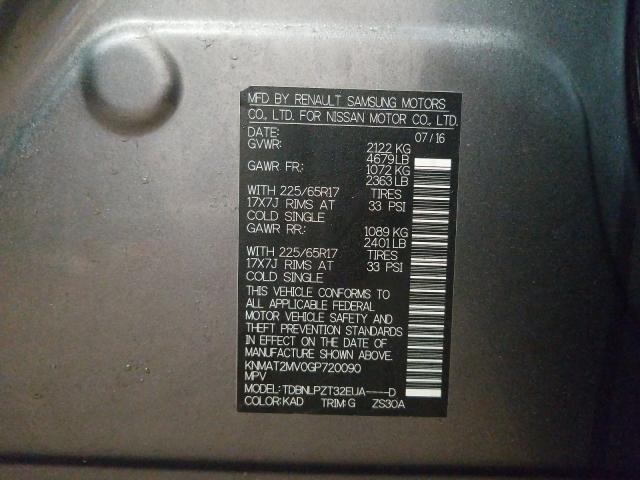 2016 NISSAN ROGUE S KNMAT2MV0GP720090
