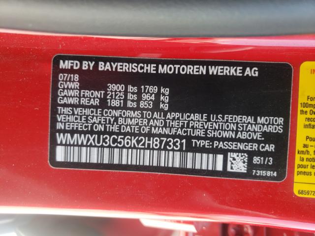 2019 MINI COOPER S WMWXU3C56K2H87331
