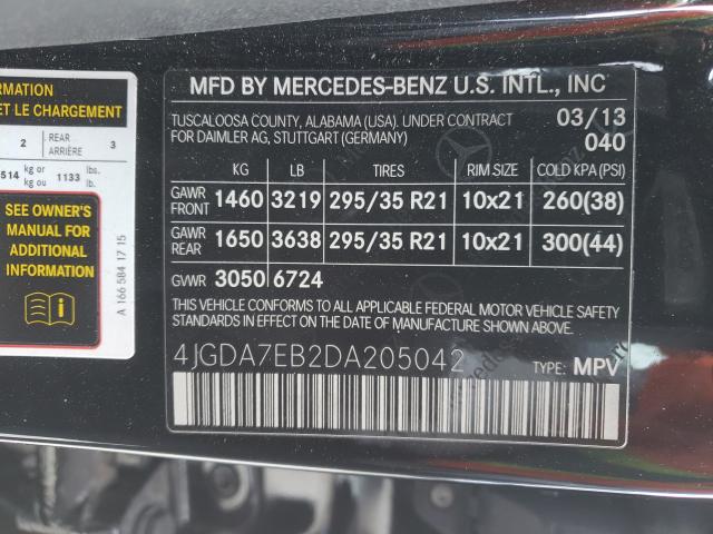 2013 MERCEDES-BENZ ML 63 AMG 4JGDA7EB2DA205042