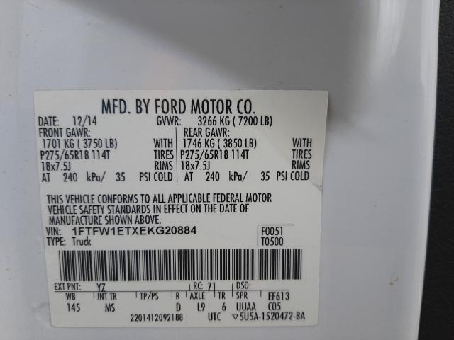 2014 FORD F150 4WD 1FTFW1ETXEKG20884