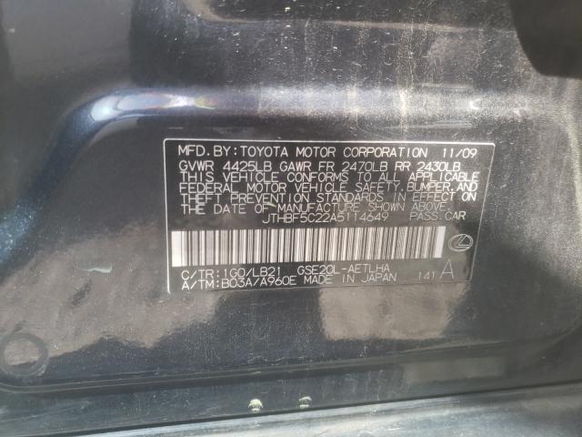 2010 LEXUS IS 250 JTHBF5C22A5114649